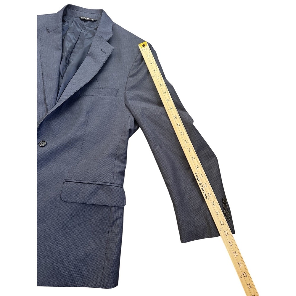 Ermenegildo Zegna Italy Wool Blazer Sacs Fifth‎ Ave 42R Navy Check Modern Fit - Picture 6 of 10